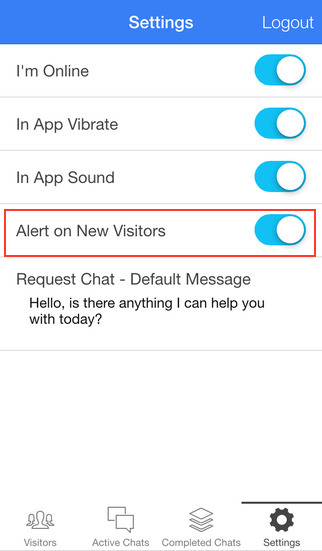 Real Time Alerts Mobile Settings