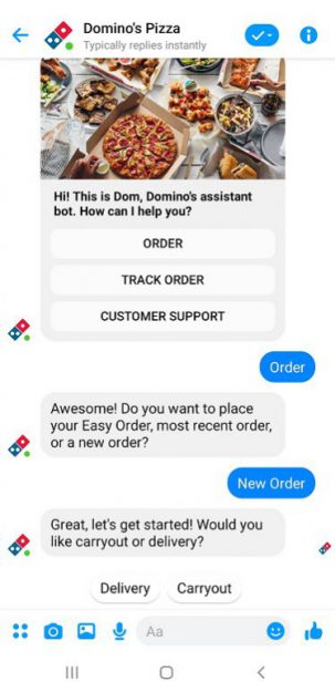 dominos-menu-bot chat bot example