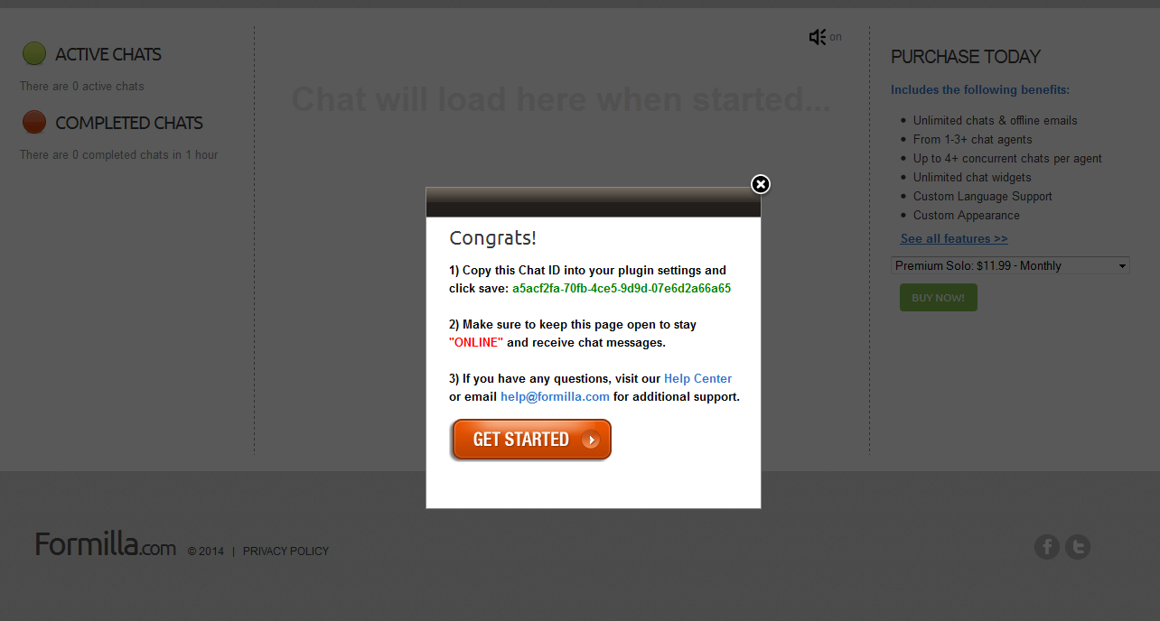 Magento live chat copy chat id